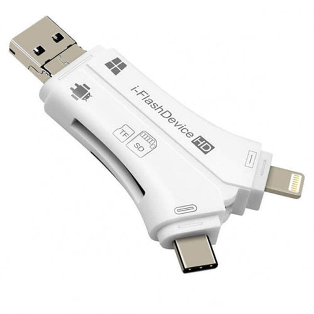 4-in-1 SD Memory Card Reader & Adapter - 16 GB / White