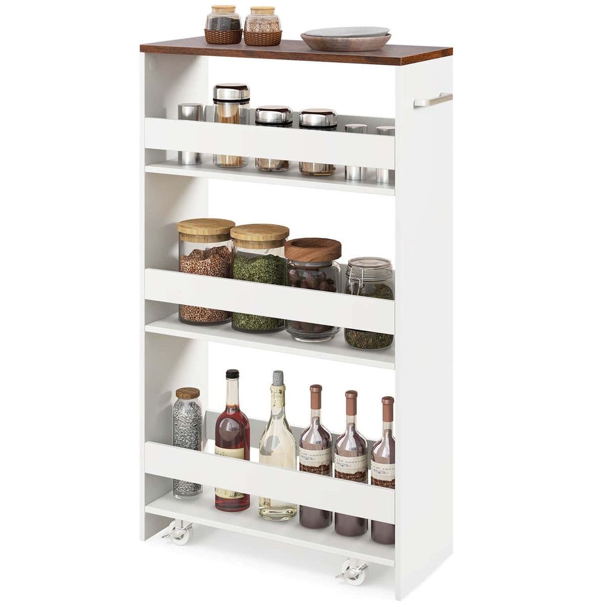 4-Tier Rolling Storage Cart - Brown