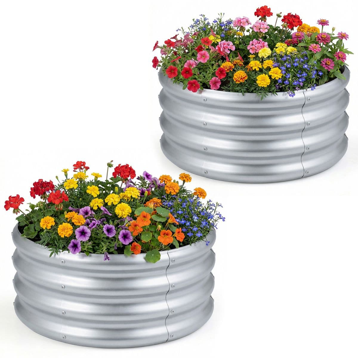 Round Galvanized Raised Garden Bed (1- or 2-Pack) - 11.5” H-2