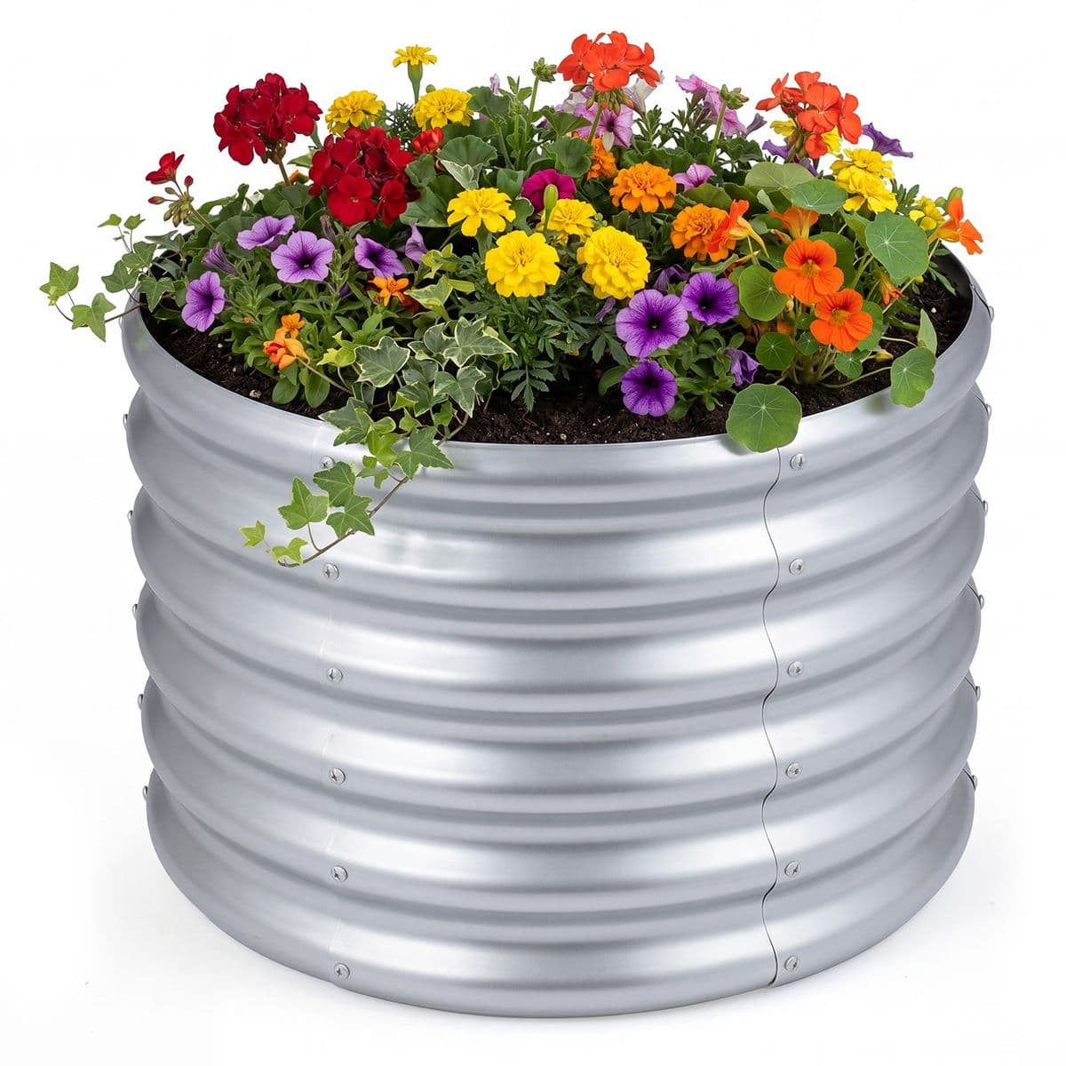 Round Galvanized Raised Garden Bed (1- or 2-Pack) - 17” H-1