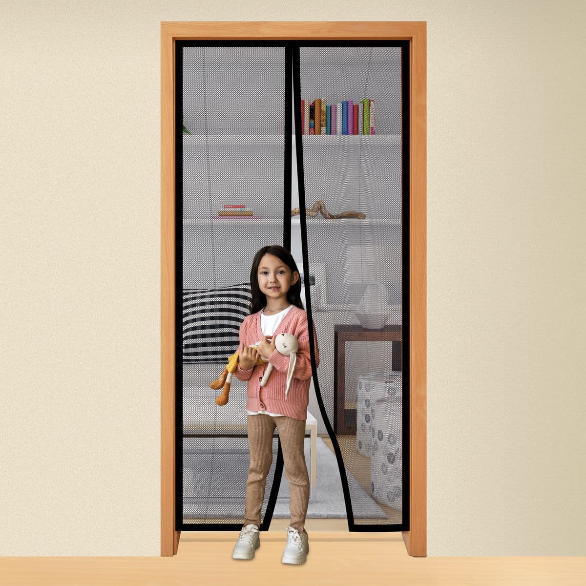 Magnetic Mesh Screen Door - Instant Mesh - Clear