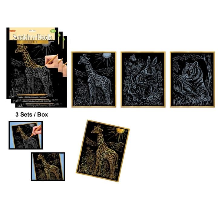 ArtLover® Scratch-a-Doodle Art Kits (Set of 3) - Gold Set 1